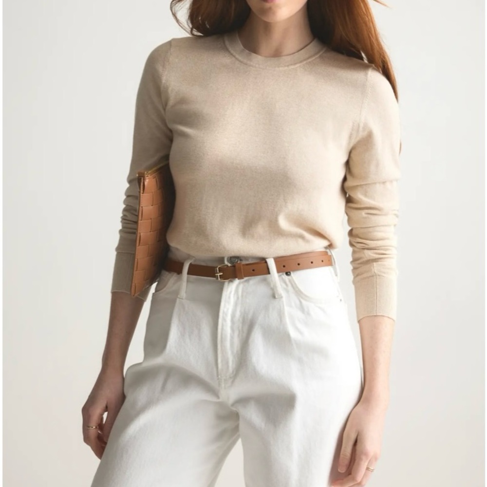Quince Cashmere + Cotton Blend Crewneck Sweater